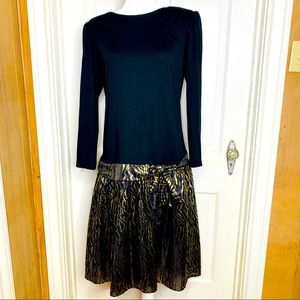 Vintage Gilberti 1980s Black/Lame Drop Waist dress